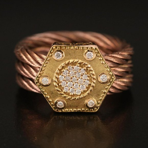 Charriol Geneve - Cable and diamond ring  SIZE 6 - Picture 1 of 7